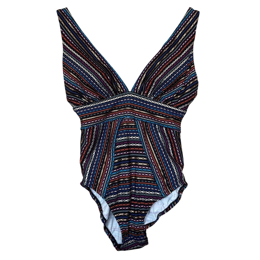 Miraclesuit Odyssey One Piece Swimsuit Multicolor Chain Print Size 10 NWOT - Picture 3 of 14